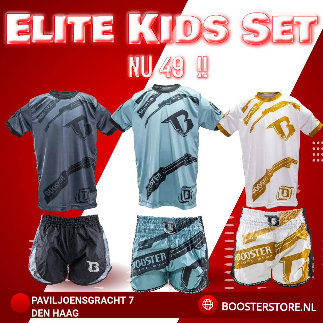 Booster Elite Kids Action Set - Kickboks Broek & Shirt / Kickboxing Shorts & Shirt