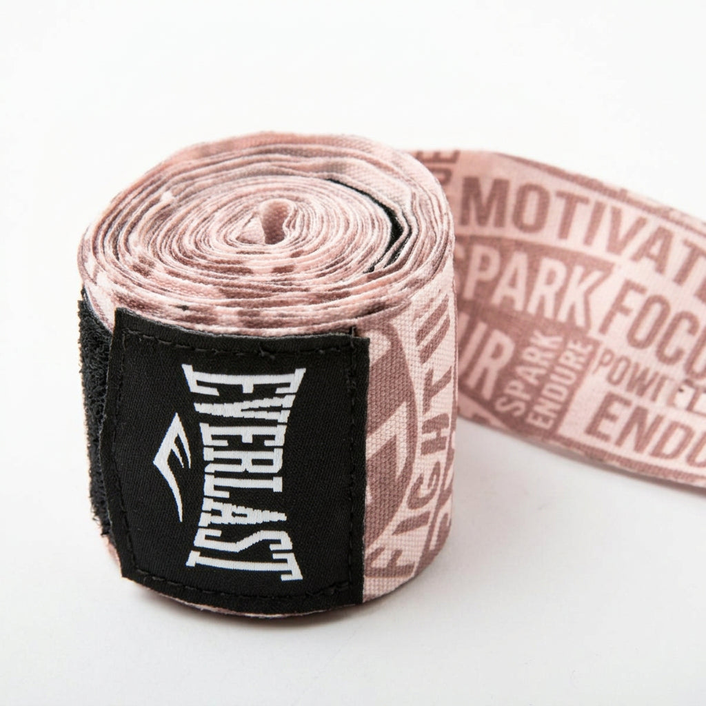 Everlast Spark handbandages Motivate Rose Gold 305 cm – opgerolde bandage met print en zwart Everlast-label