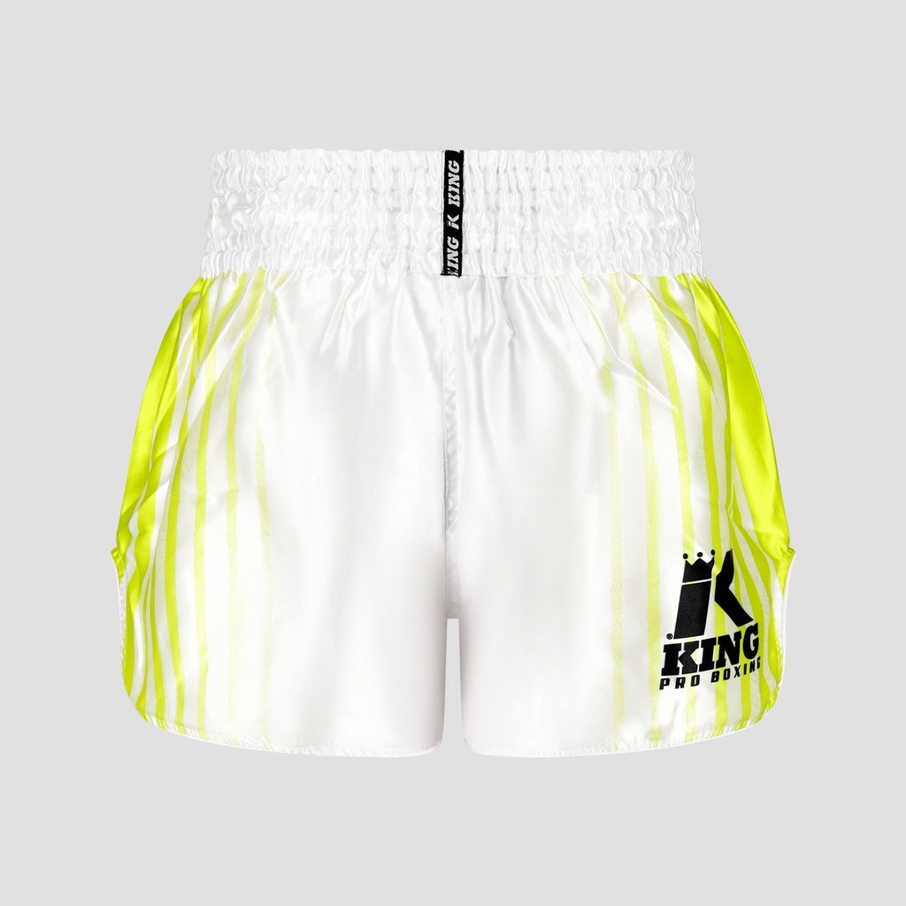 KING PRO BOXING Bloodline 2 – achterkant short met neongele zijbanen en zwart logo