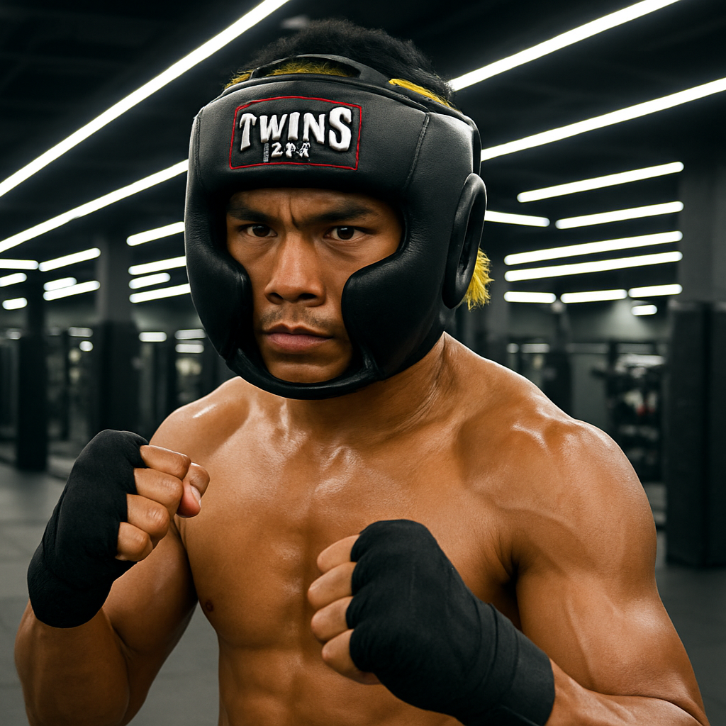 TWINS Pro HGL-3 bokshoofdbescherming met authentiek Thais leer en verstelbare sluiting