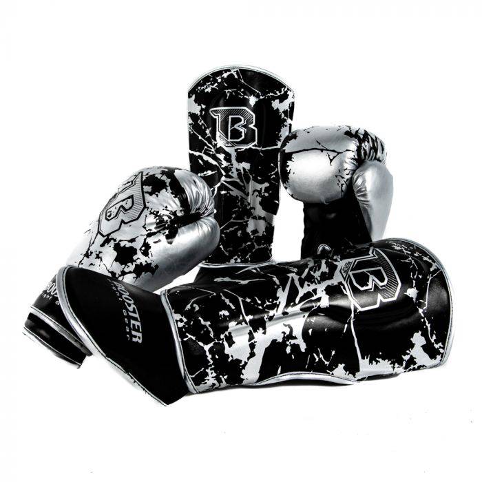 Kinder bokshandschoen marble zilver