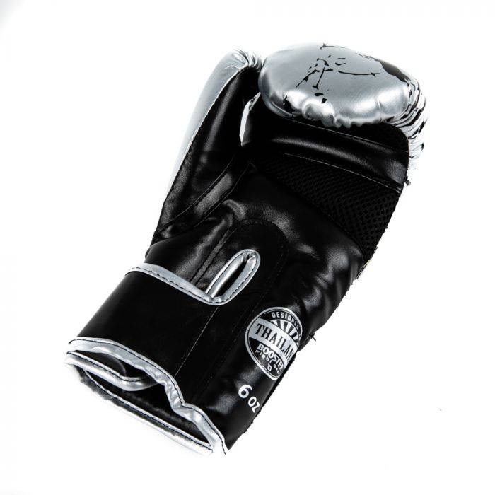 Kinder bokshandschoen marble zilver