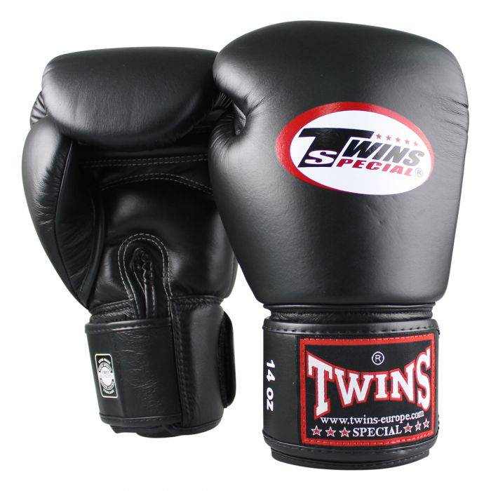 Twins Special BG-N V2 bokshandschoenen zwart van premium Thais leer, handgemaakt in Thailand
