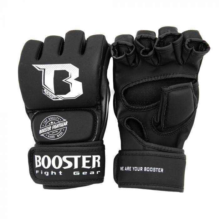 Booster MMA handschoenen BFF Supreme zwart met rode details, sparring handschoenen met klittenbandsluiting