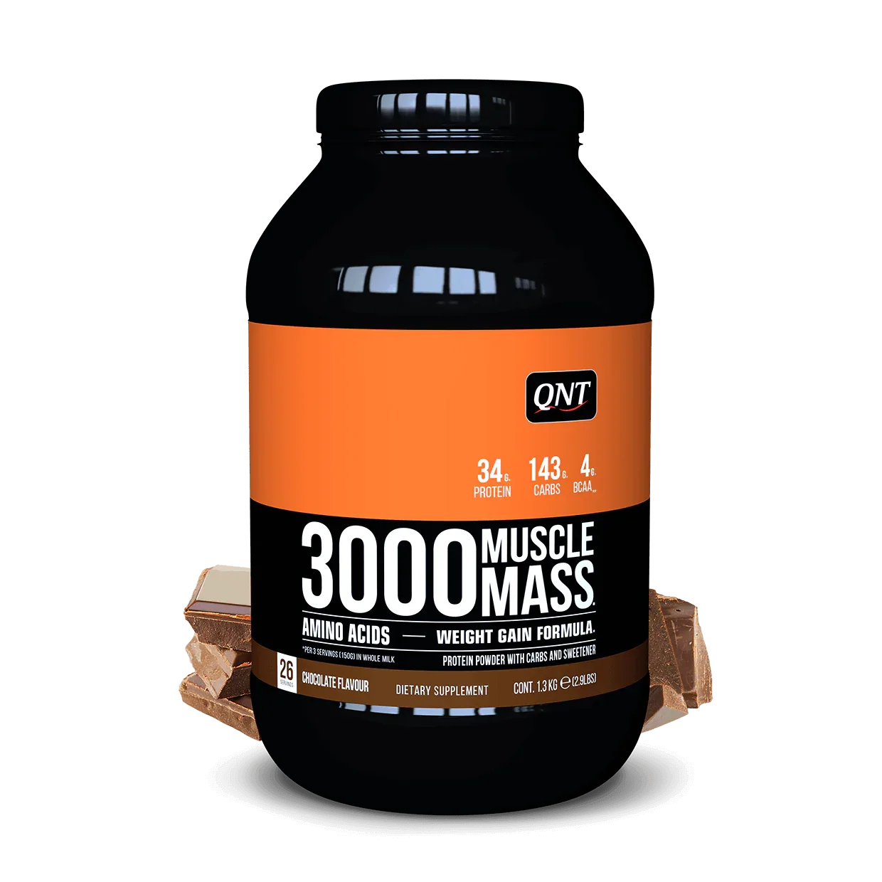 - 3000 MUSCLE MASS GAINER CHOCOLADE | 1,3 KG - Sport Supplementen