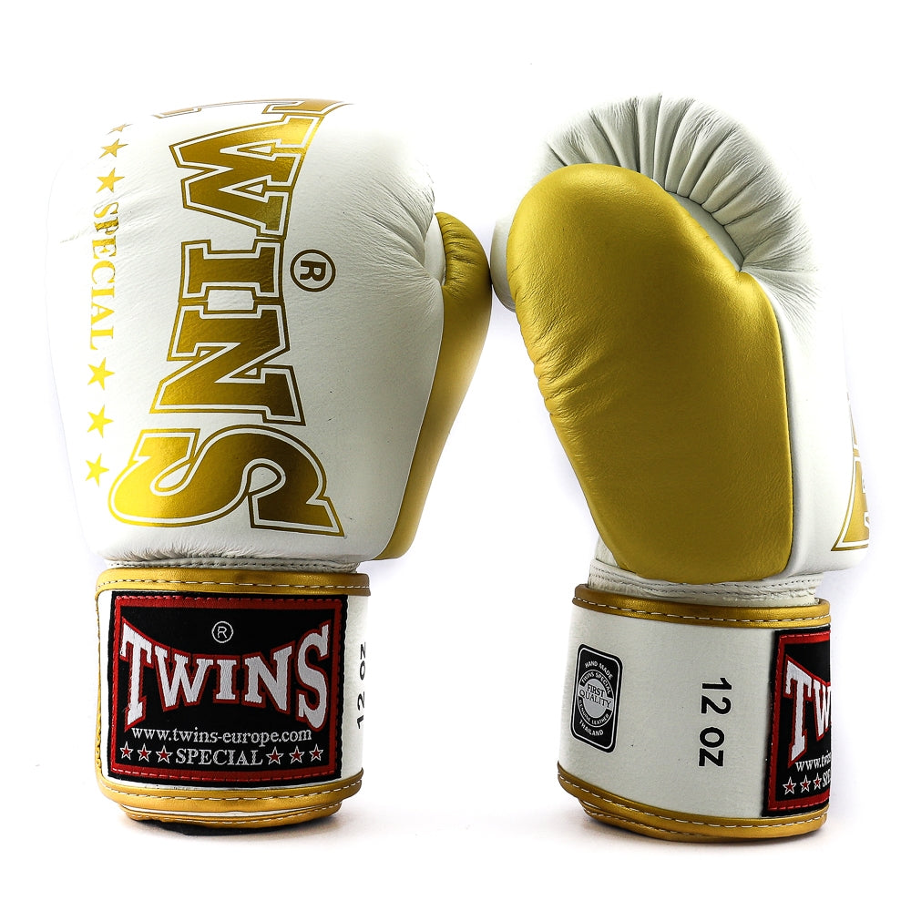 Twins bokshandschoenen special wit/ goud