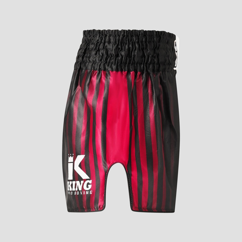 KING PRO BOXING Bloodline 1 set – zijaanzicht shorts met rode banen en zijsplit