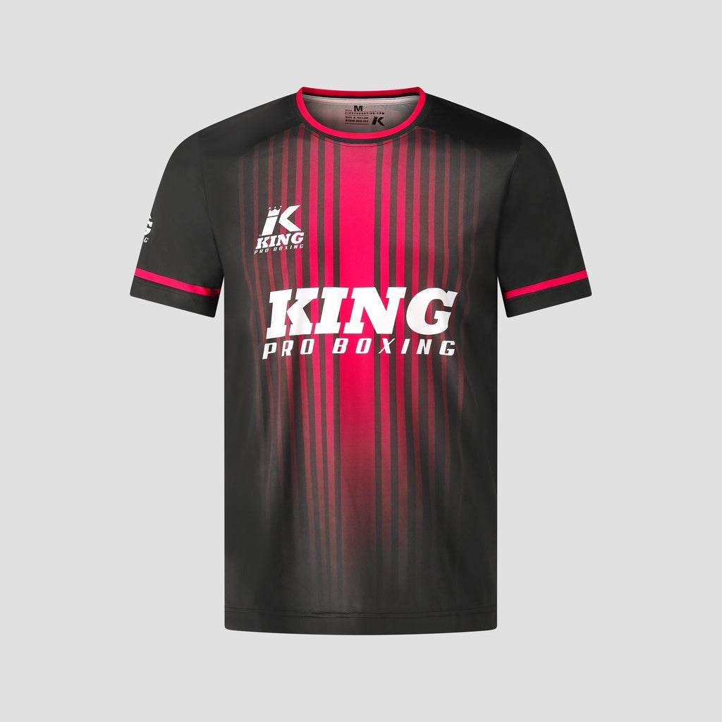 KING PRO BOXING Bloodline 1 set – voorkant T-shirt met rode banen en witte borstlogo’s