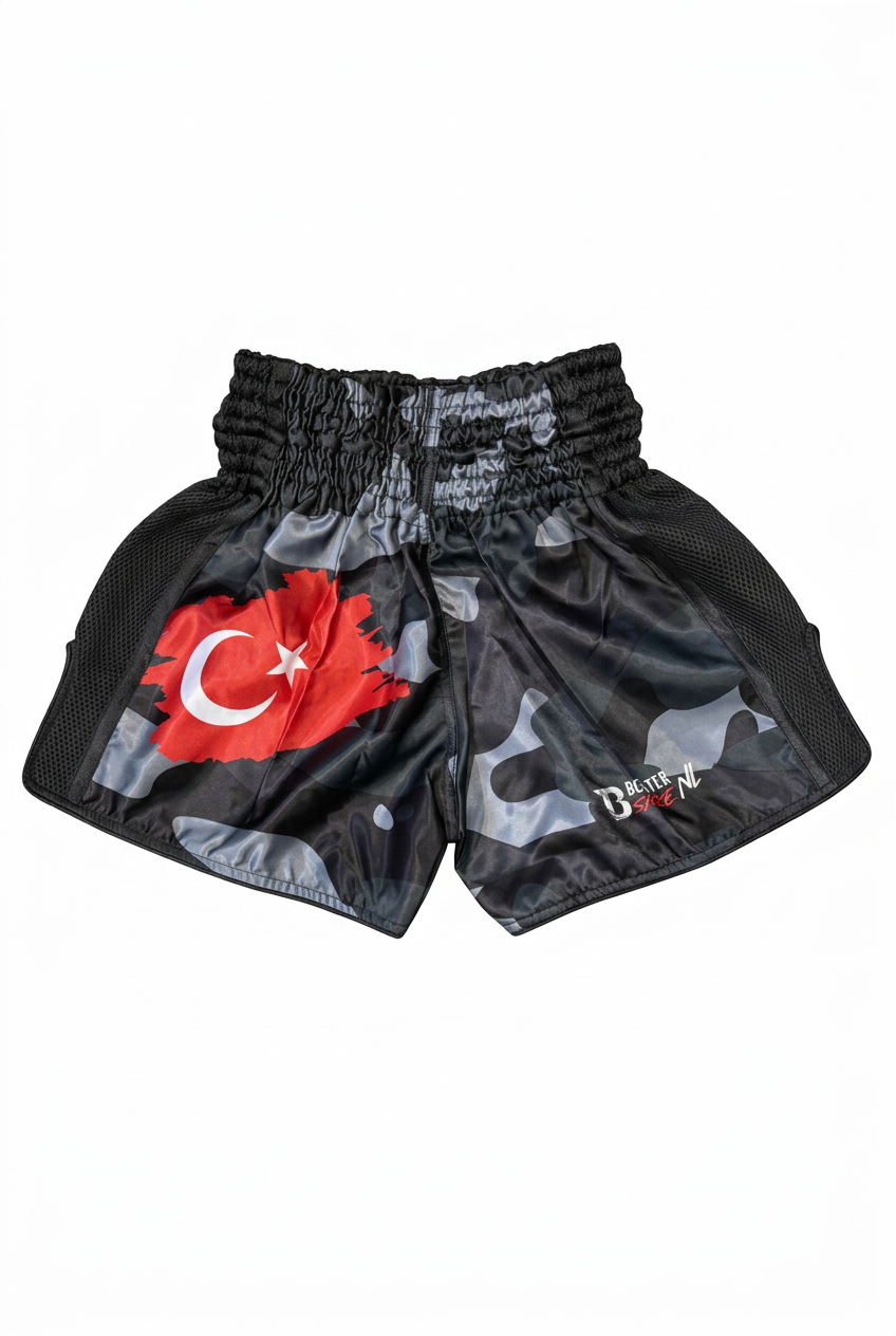 Booster Turkiye Ottoman Camo vechtset – short achterzijde met camouflage en elastische tailleband
