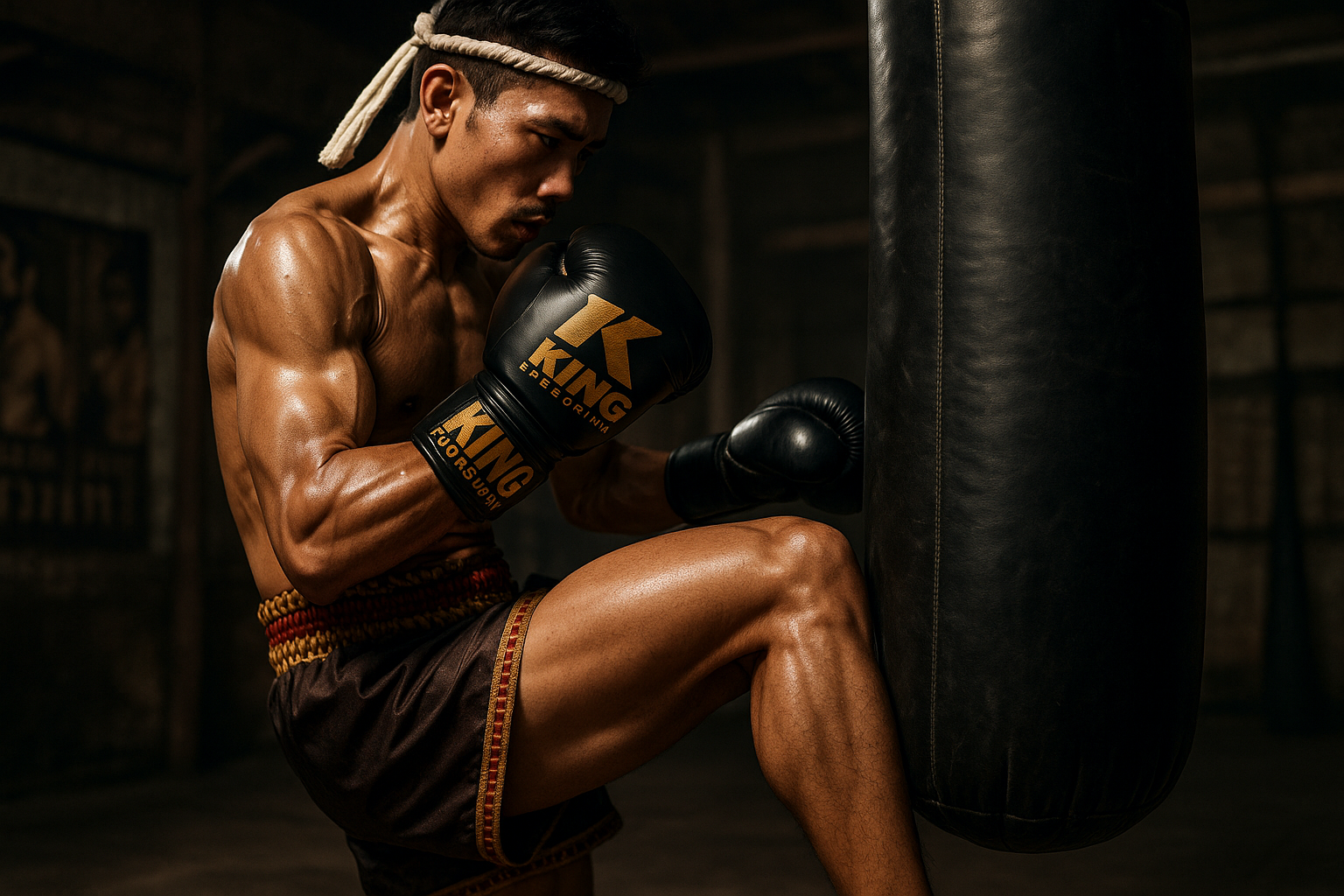 King BGK Pelis Lederen Bokshandschoenen Zwart/Goud
