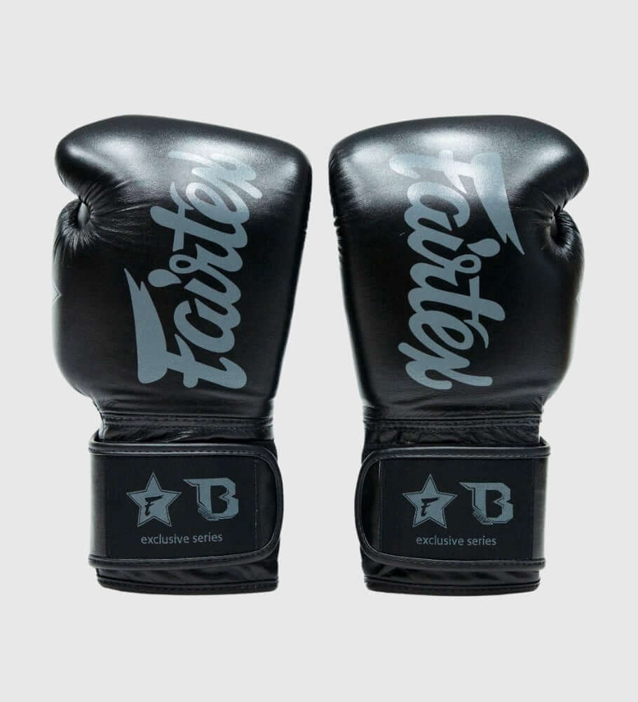 Fairtex x Booster FXB V2 Cowhide Leather Boxing Gloves Black Grey