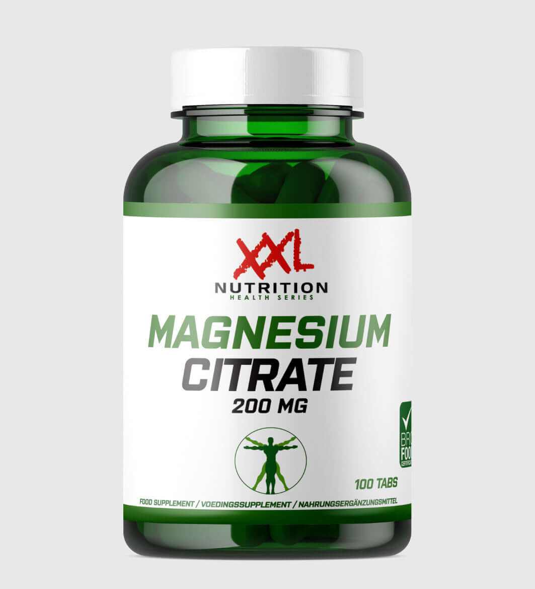 XXL Nutrition Magnesium Citraat 200mg verpakking met 100 tabletten voor sportvoeding en spierherstel