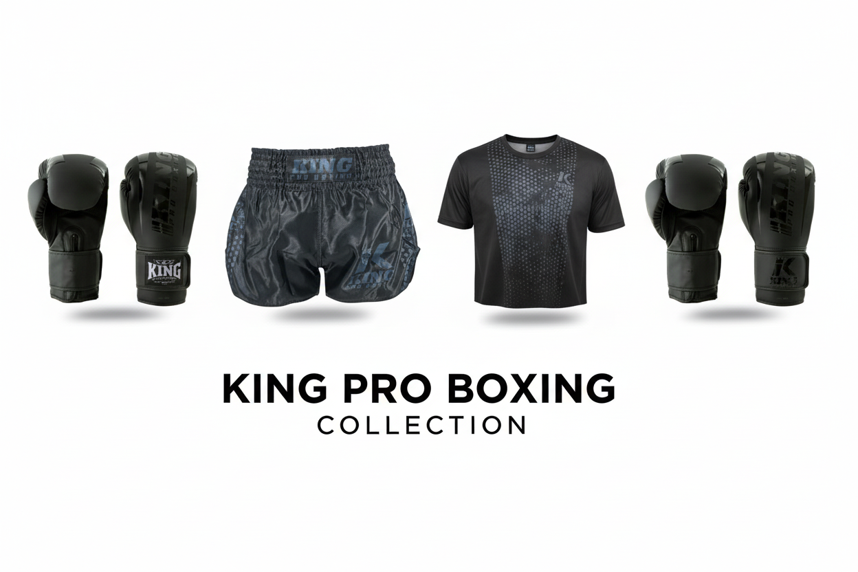 King Pro Boxing - Spartan Neon bokshandschoenen, Hexagon shorts, Hexagon shirt en Revo bokshandschoenen
