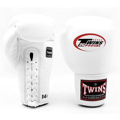Twins Special BGLL-1 Vetersluiting Bokshandschoenen Wit | Professioneel Leder