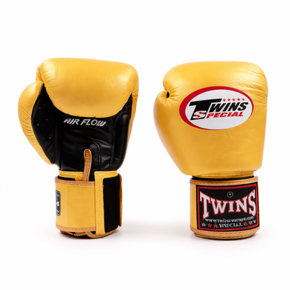 Twins Special BGVL-3 Air Bokshandschoenen Zwart/Goud / Boxing Gloves Black/Gold | Ventilatie Mesh