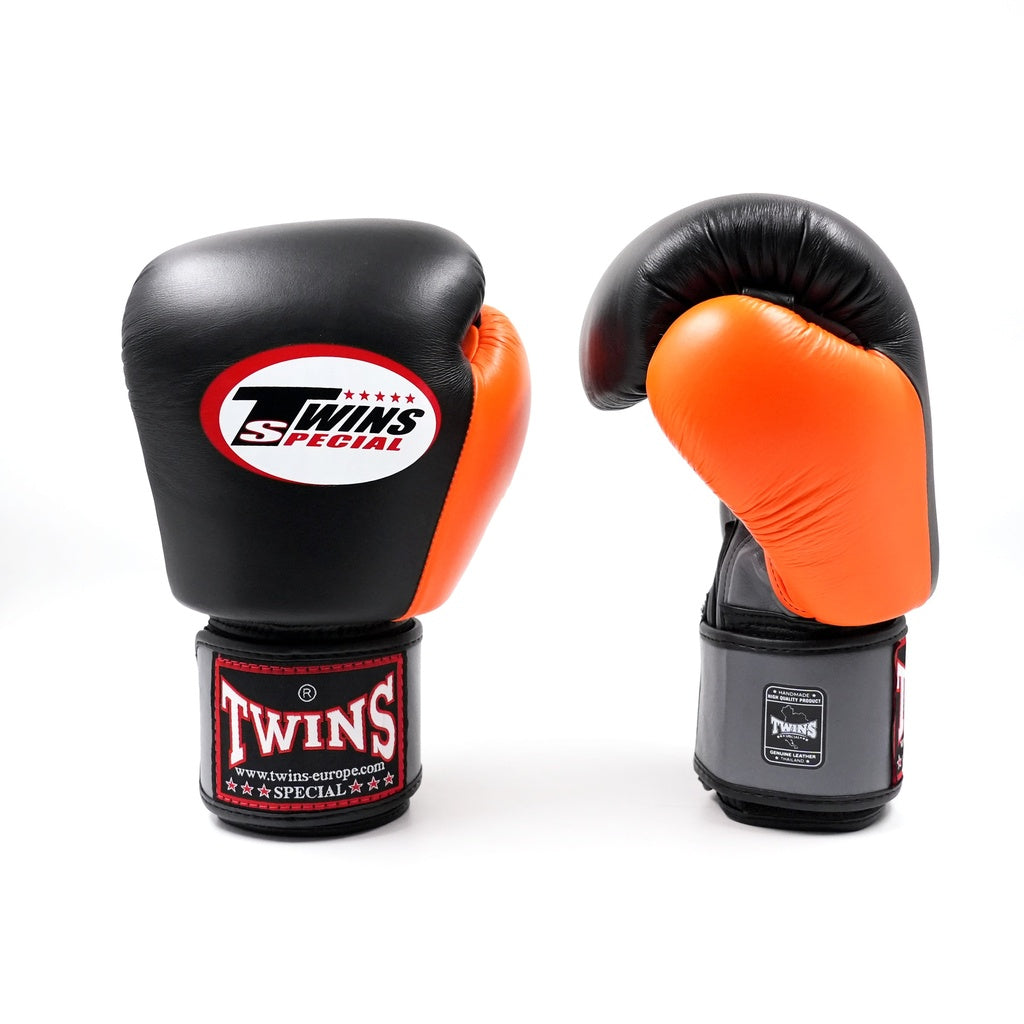 Twins Special BGVL-3 Air Boxing Gloves Black/Orange/Grey / Bokshandschoenen Zwart/Oranje/Grijs | Muay Thai Leder