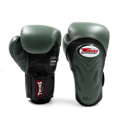 Twins Special BGVL-6 Deluxe Bokshandschoenen Zwart/Olijf / Boxing Gloves Black/Olive | Extra Padding | Handgemaakt Thailand