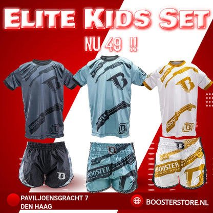 Booster Elite Kids Action Set - Kickboks Broek & Shirt / Kickboxing Shorts & Shirt