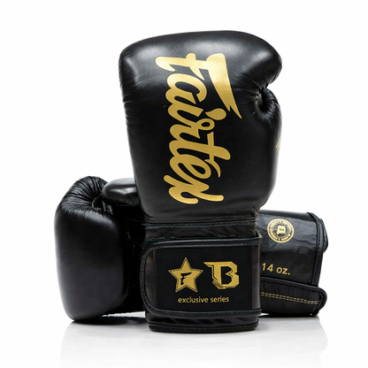 Fairtex x Booster FXB BG V2 BK/GD Boxing Gloves / Bokshandschoenen Zwart/Goud | Muay Thai Leder