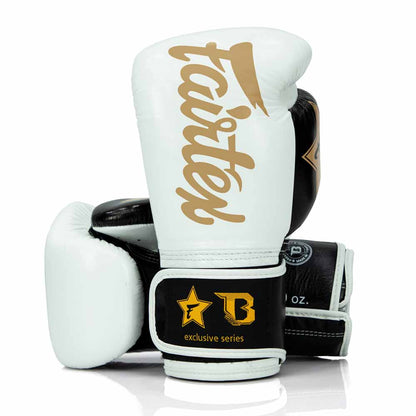 Fairtex x Booster FXB BG V2 WH/BK/GD Boxing Gloves / Bokshandschoenen Wit/Zwart/Goud | Muay Thai Leder