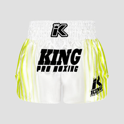 KING PRO BOXING Bloodline 2 set – voorkant wit-neongele short met brede elastische tailleband