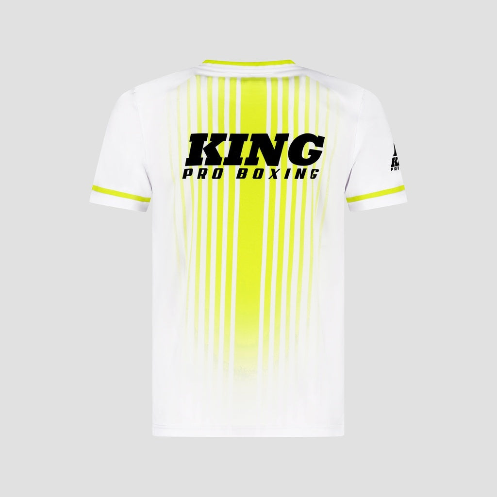 KING PRO BOXING Bloodline 2 set – achterkant wit-neongeel shirt met groot zwart ruglogo