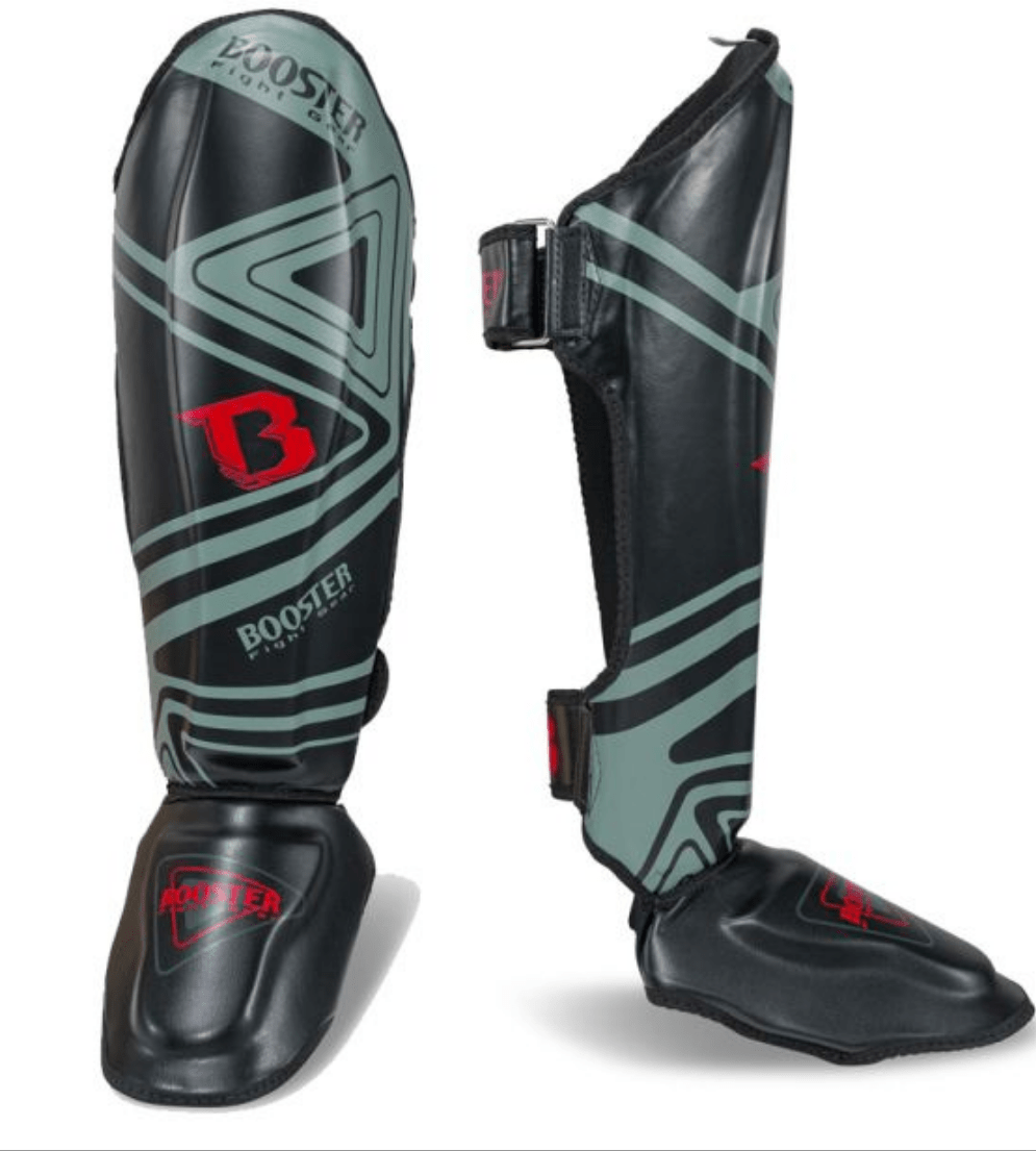 Booster Pro V10 Lederen Scheenbeschermers Zwart/Grijs 