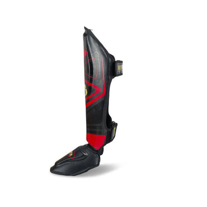 Booster Pro V10 lederen scheenbeschermers zwart/ rood 