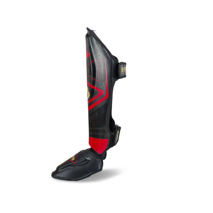 Booster Pro V10 lederen scheenbeschermers zwart/ rood 