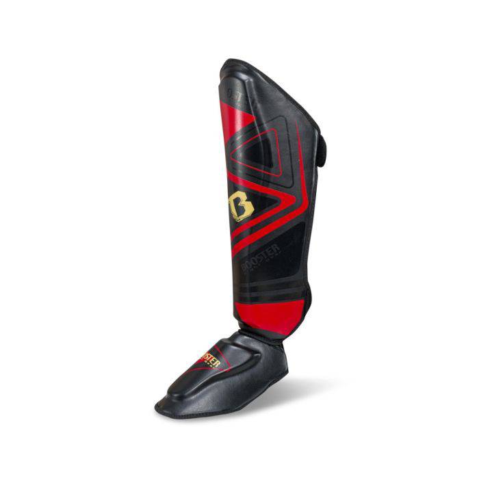 Booster Pro V10 lederen scheenbeschermers zwart/ rood 