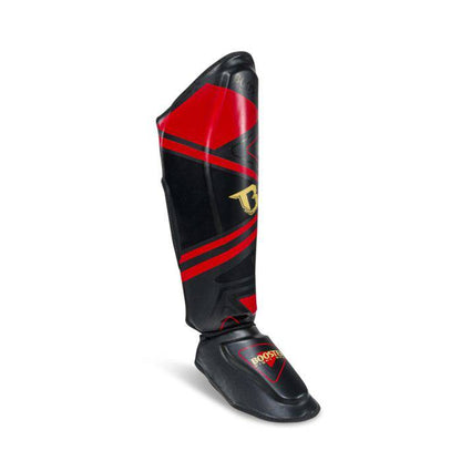 Booster Pro V10 lederen scheenbeschermers zwart/ rood 