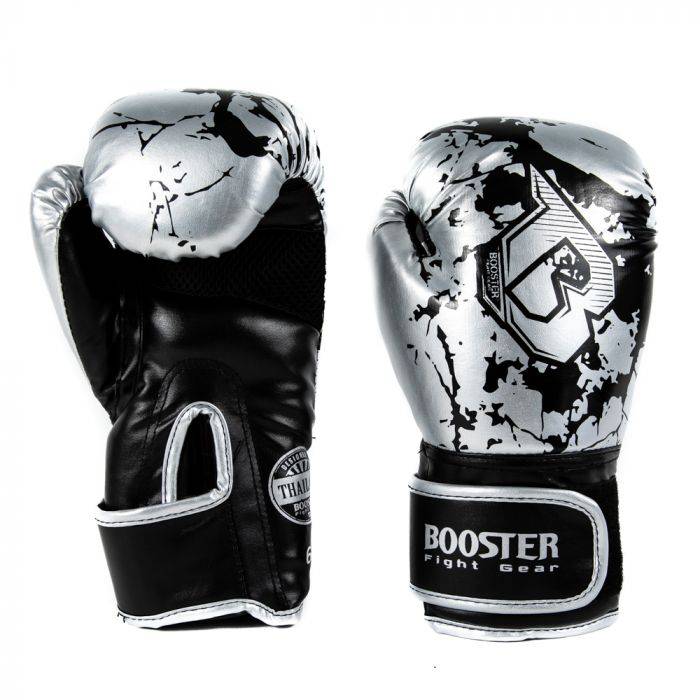 Kinder bokshandschoen marble zilver
