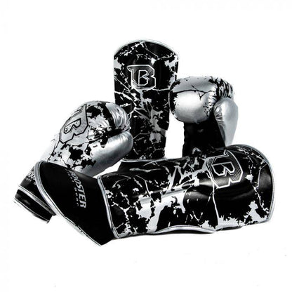 Kinder bokshandschoen marble zilver