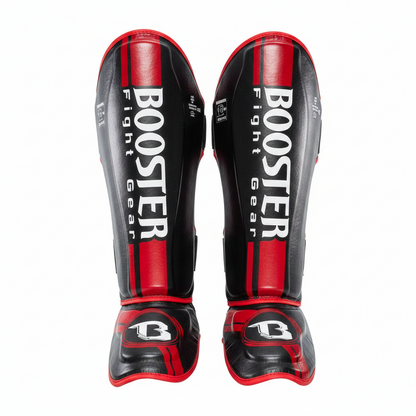Booster V3 Scheenbeschermers Rood / Shin Guards | Leer | Handgemaakt in Thailand