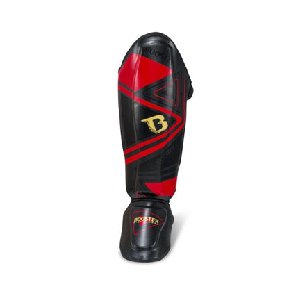 Booster Pro V10 lederen scheenbeschermers zwart/ rood 
