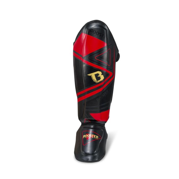 Booster Pro V10 lederen scheenbeschermers zwart/ rood 