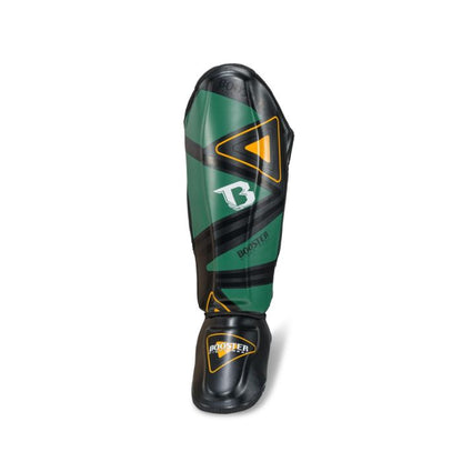 Booster Pro V10 lederen scheenbeschermers zwart/ groen 