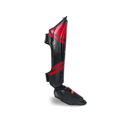 Booster Pro V10 lederen scheenbeschermers zwart/ rood 