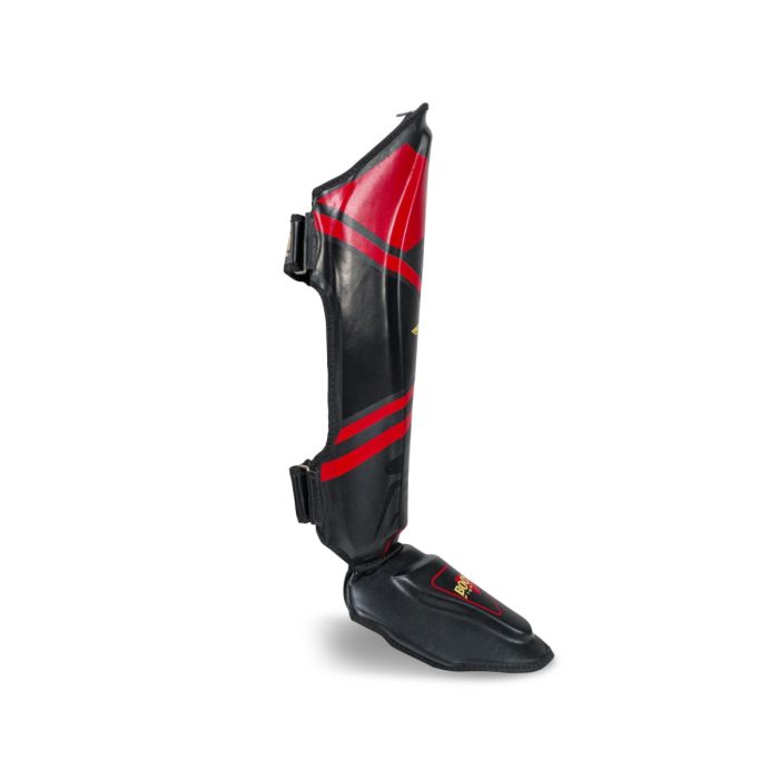 Booster Pro V10 lederen scheenbeschermers zwart/ rood 