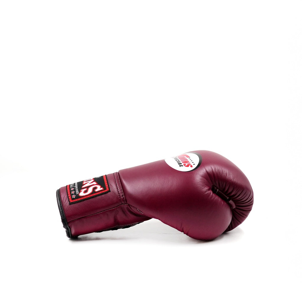 Twins Special BGLL-1 Vetersluiting Bokshandschoenen Bordeauxrood / Laced Boxing Gloves Maroon | Handgemaakt Thailand