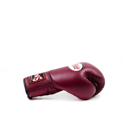 Twins Special BGLL-1 Vetersluiting Bokshandschoenen Bordeauxrood / Laced Boxing Gloves Maroon | Handgemaakt Thailand