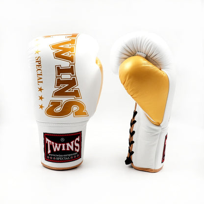 Twins Special BGLL-8 Vetersluiting Bokshandschoenen Wit | Professioneel Leder