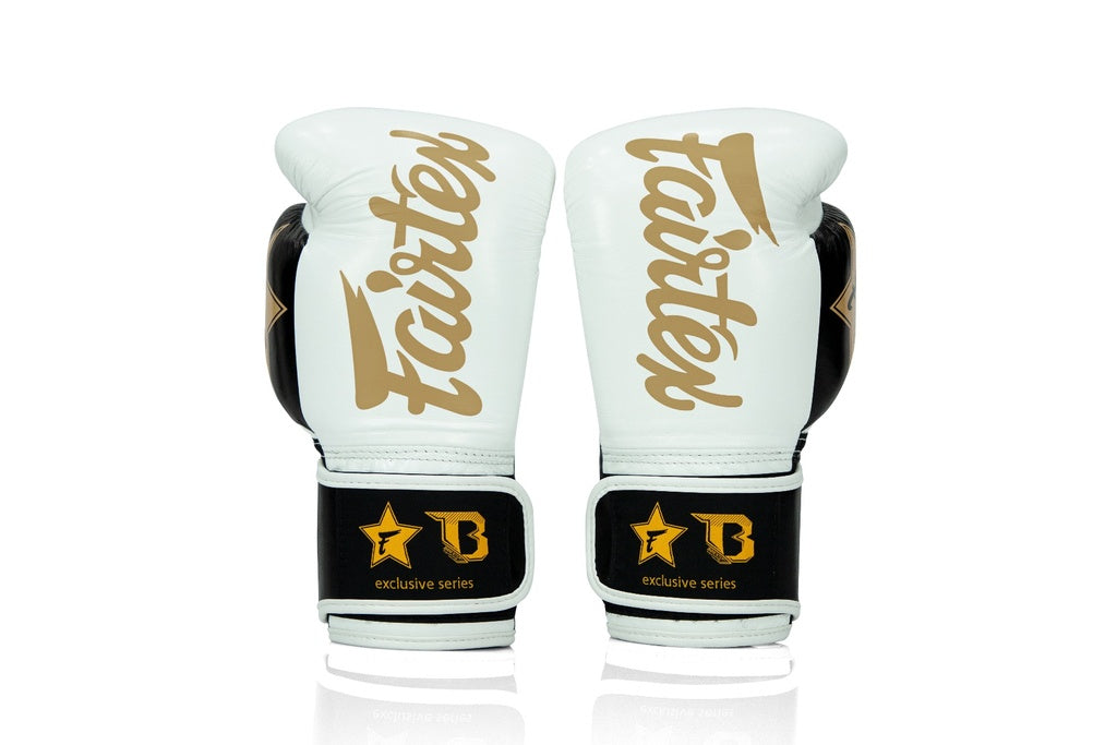 Fairtex x Booster FXB BG V2 WH/BK/GD Boxing Gloves / Bokshandschoenen Wit/Zwart/Goud | Muay Thai Leder